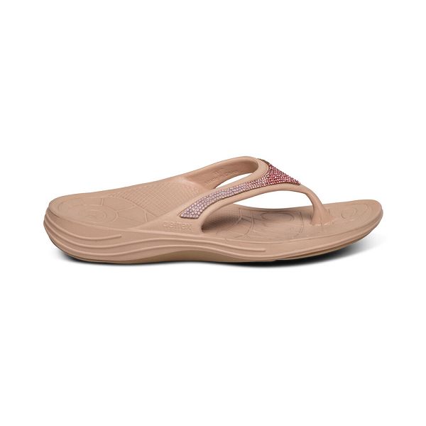 Aetrex Women's Fiji Orthotic Flip Flops - Pink | USA 410E2Y8